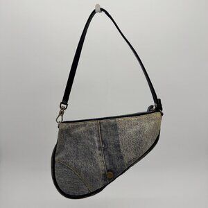 VINTAGE Dior Patchwork Denim Mini Saddle Bag | Authenticated Dior Saddle Bag